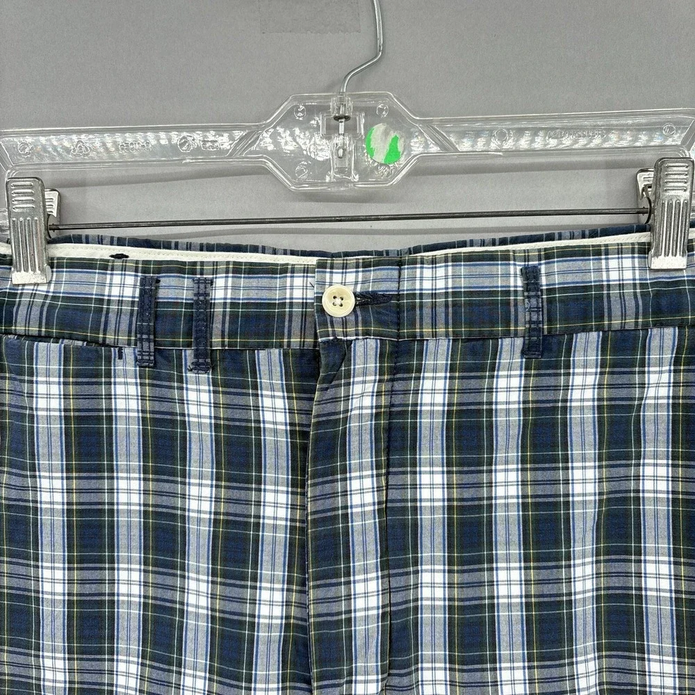 Vintage Polo Ralph Lauren Shorts Mens 34 Plaid Navy Blue Green Tartan 10